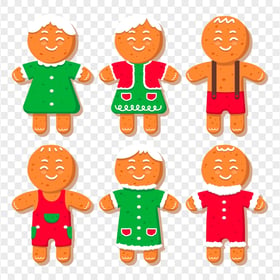 Christmas Gingerbread Vector Cartoon Characters PNG