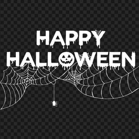 Download White Halloween Logo With Spider Web PNG