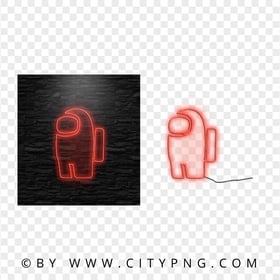 HD Neon Red Among Us Character PNG