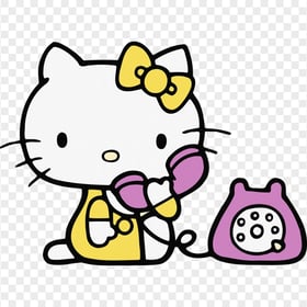 Hello Kitty Calling on The Phone HD Transparent PNG