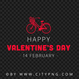 Happy Valentine's Day Text With Bicycle Vector PNG