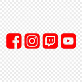 HD Red Facebook Instagram Twitch Youtube Square Icons PNG