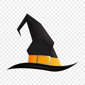 HD Black & Yellow Witch Hat Vector Cartoon Clipart Halloween PNG