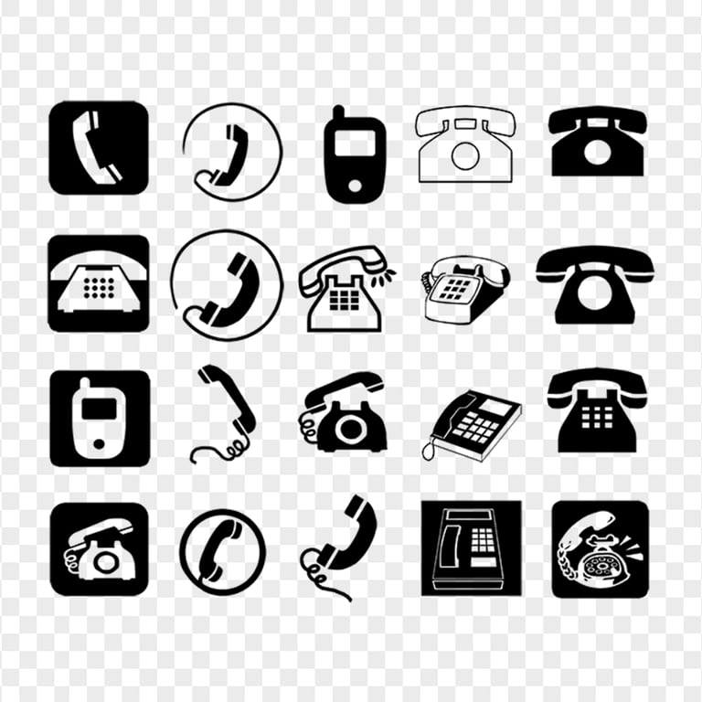 HD Set Of Phones Mobile Smartphones Black Icons PNG