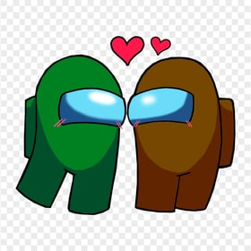 HD Among Us Green Love Brown Characters Valentines Day PNG