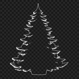 HD Decorated Christmas Tree Outline White Silhouette PNG