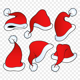 HD Set Of Cute Christmas Santa Hats Cartoon Clipart PNG