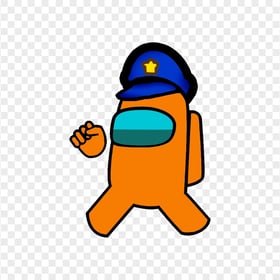 HD Orange Among Us Character With Police Hat PNG