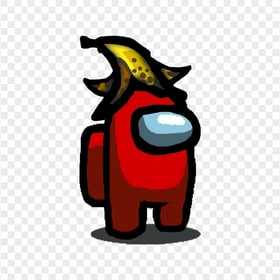 HD Red Among Us Character With Banana Hat PNG