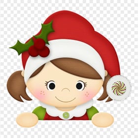 Christmas Cartoon Elf Girl FREE PNG