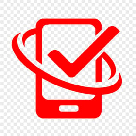 HD Red Phone With Check Mark Logo Icon PNG