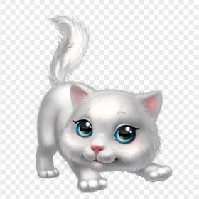 Adorable White Kitten with Blue Eyes Clipart HD PNG