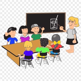 Clipart Cartoon Teacher And Students Image PNG