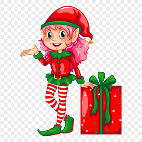 HD Christmas Kid Girl Cartoon Wearing Elf Clothes PNG