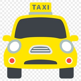 Front View Vector Cartoon Yellow Taxi Cab Icon PNG