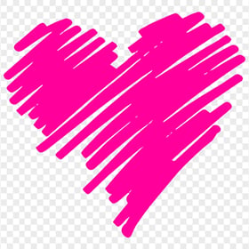 HD Pink Heart Pen Sketch Art PNG