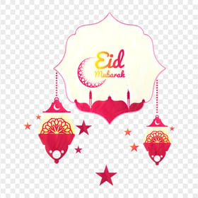 Creative Eid Mubarak Design Mosque Moon Lanterns