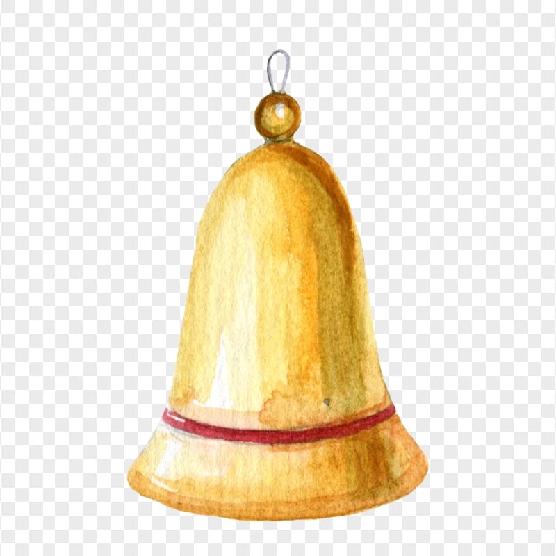HD Watercolor Painting Gold Bell PNG