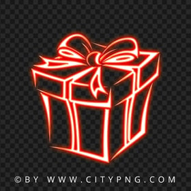 PNG Red Glowing Neon Gift Box
