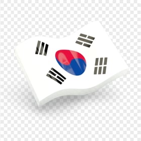 3D Wavy South Korea Flag Icon PNG