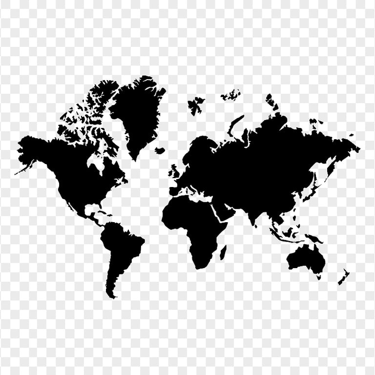 World Map Black Silhouette HD PNG