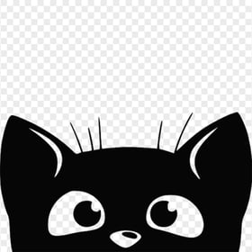 Cute Black Kitten Face Silhouette Transparent PNG