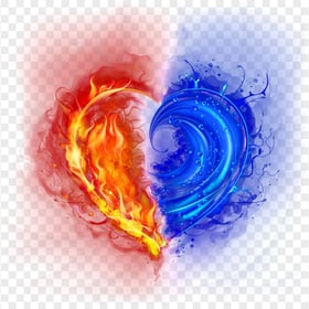 Fire And Water Heart Shape Transparent Background