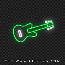 Green & White Neon Light Guitar PNG Image