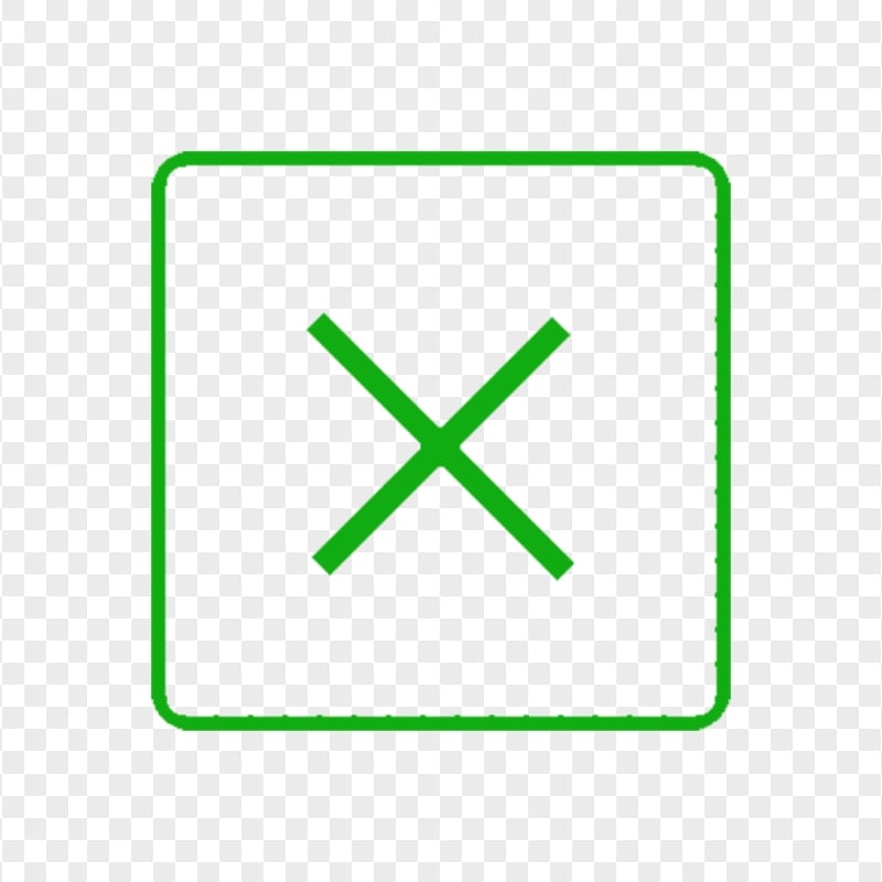 Close Green X Square Icon Transparent Background