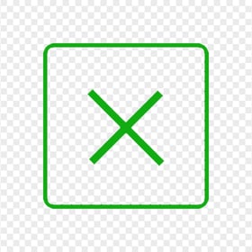 Close Green X Square Icon Transparent Background