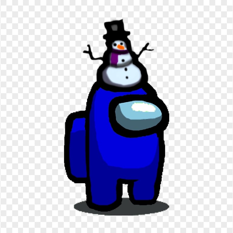 HD Among Us Blue Crewmate Character With Snowman Hat PNG
