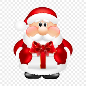 Cartoon Vector Christmas Santa Holding White Gift Box
