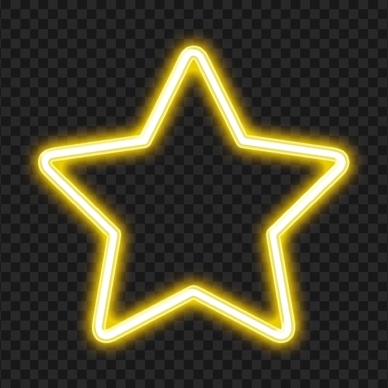 HD Glowing Neon Yellow Star Transparent PNG