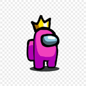 HD Among Us Pink Crewmate Character With Crown Hat PNG