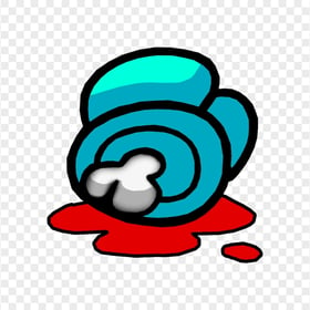 HD Cyan Among Us Crewmate Character Dead Body With Blood PNG