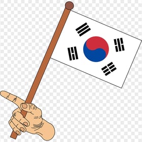 HD Cartoon Hand With South Korean Flag PNG