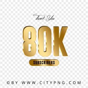 Gold Thank You 80K Subscribers PNG IMG