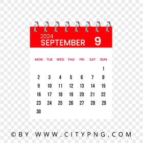 Vector Calendar Page for September 2024 HD Transparent PNG
