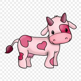 HD Pink Cute Dairy Calf Cow Cartoon PNG