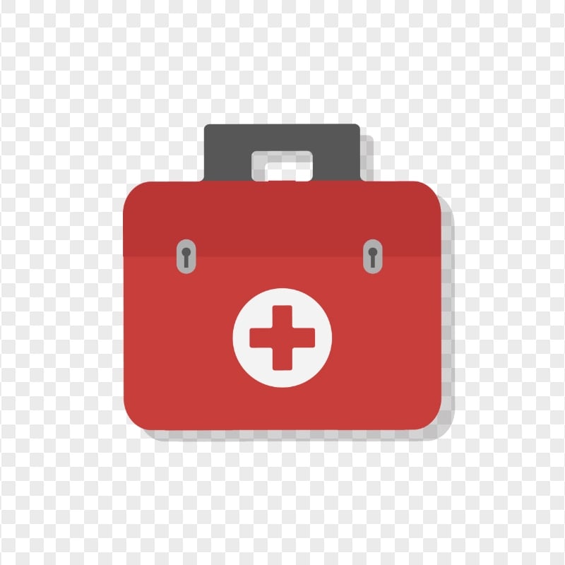 Flat First Aid Medical Emergency Bag Red Icon