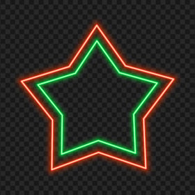 HD Glowing Red & Green Neon Star Transparent PNG