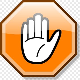 HD Stop Hand Symbol On Orange Road Sign Clipart PNG
