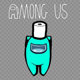 HD Toilet Paper Cyan Among Us Character With Logo PNG
