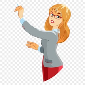 HD Cartoon Female Teacher Holding Chalk PNG