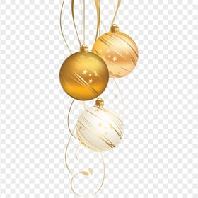 HD Holiday Brown, White & Gold Ornament Baubles PNG