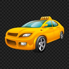 HD Taxi Car Yellow Vehicle Illustration Cartoon PNG