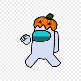 HD White Among Us Crewmate Character With Pumpkin Hat PNG