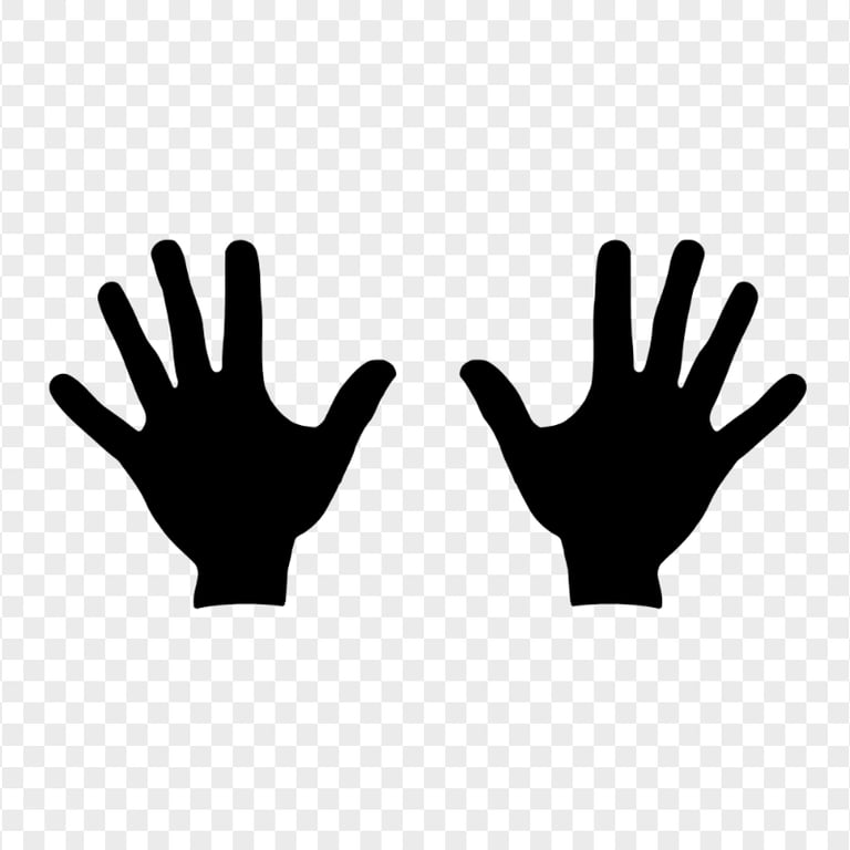 HD Black Silhouette Two Hands Print PNG