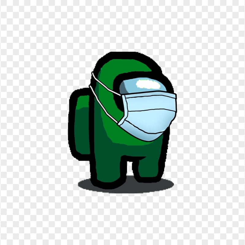 HD Green Among Us Character With Surgical Mask PNG