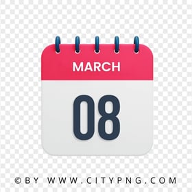 March 8th Date Vector Calendar Icon HD PNG